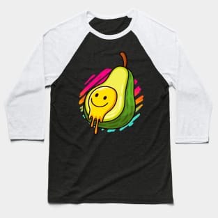 Avocado Smiling Face Cartoon Fruit Baseball T-Shirt